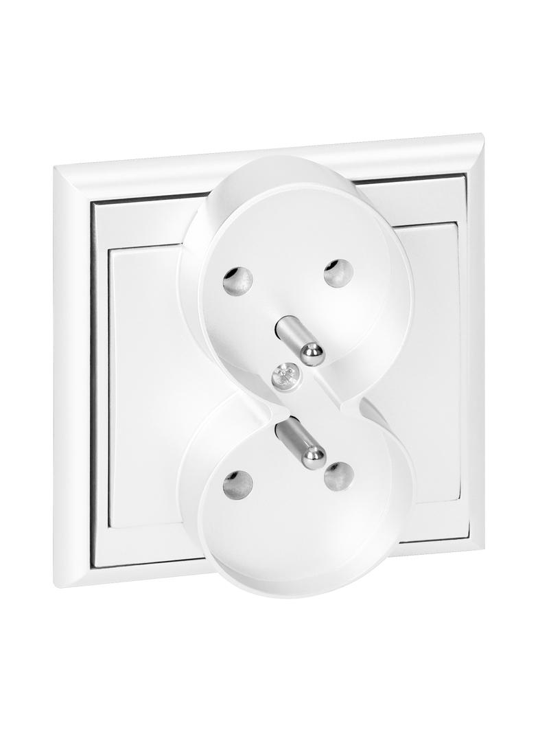 Gniazdo podwójne podtynkowe 2x2P+Z Luna, 16A, 250V, PT-6LR, biały