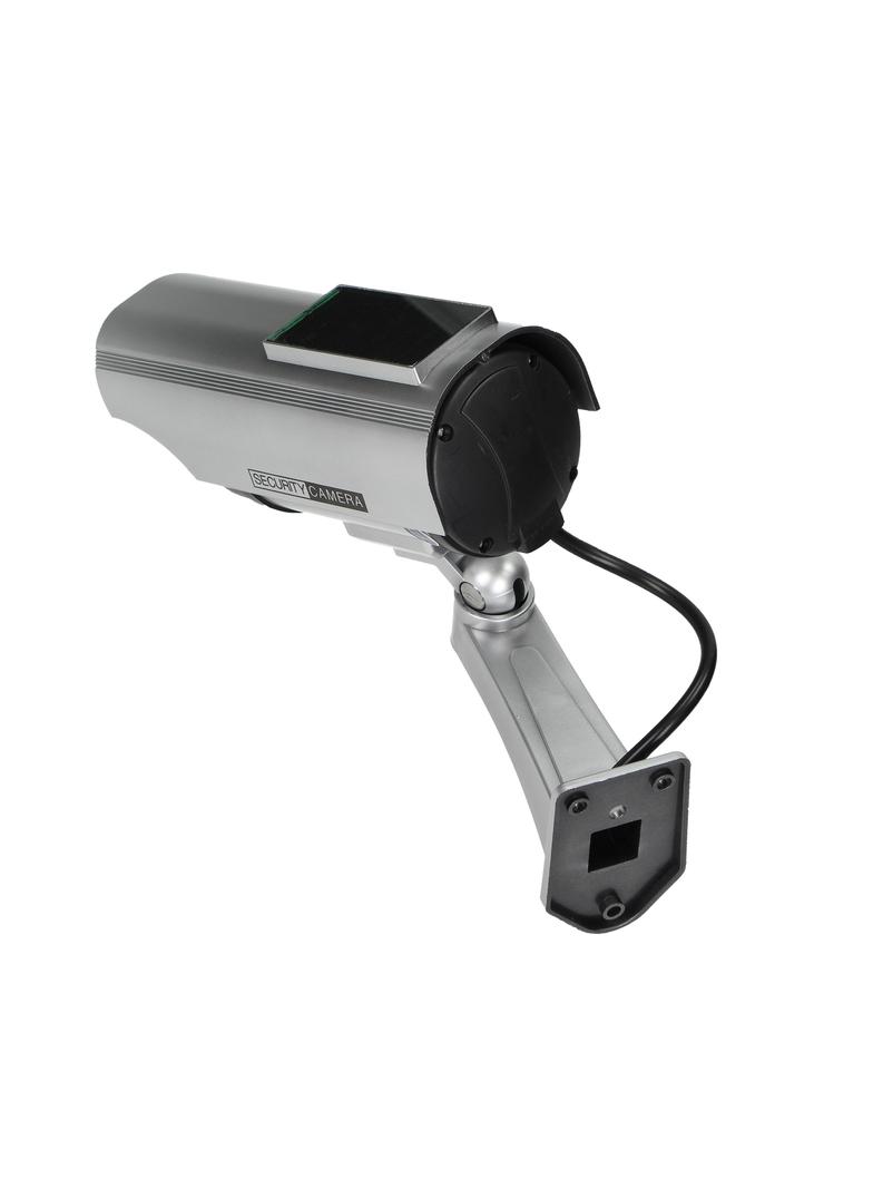 Atrapa kamery monitorującej CCTV, bateryjna, srebrna , z panelem solarnym