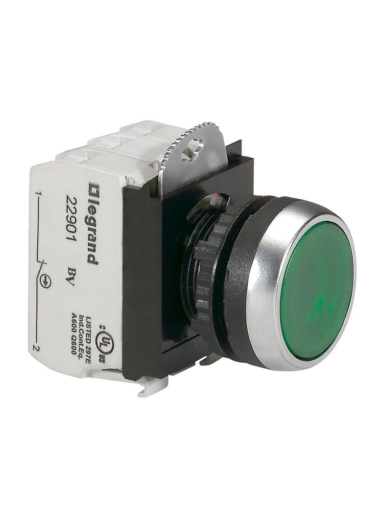 OSMOZ KOMPLET Z PODŚWIETLENIEM - GŁÓWKA PŁASKA ZIELONA 24 V + UCHWYT + 1R+1Z, Legrand