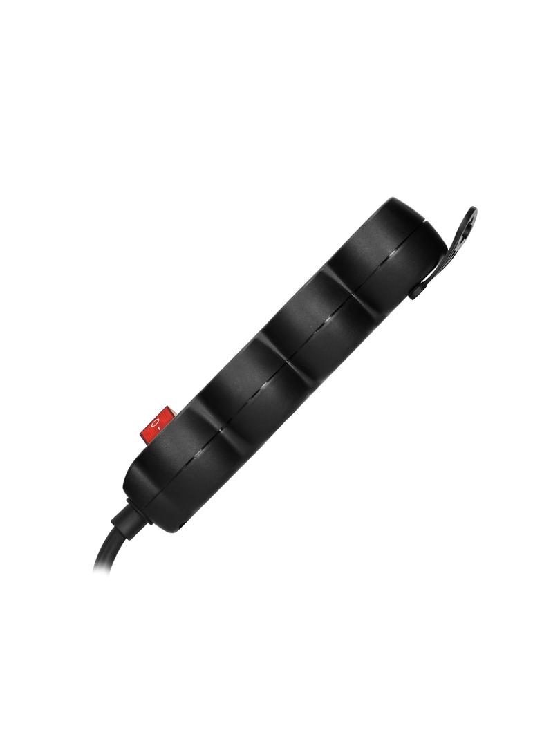 Przedłużacz 3x2P+Z,ON/OFF,1,4m, 3x1mm2, czarny