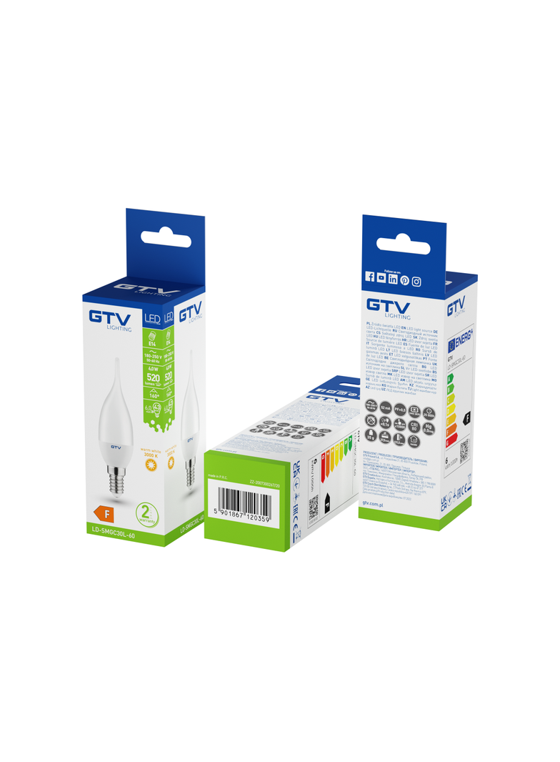 ŻARÓWKA LED, C30L, 14 LED SMD 2835, CIEPŁY BIAŁY, E14, 6W, AC220-240V, KĄT ŚWIECENIA  160*, 470LM