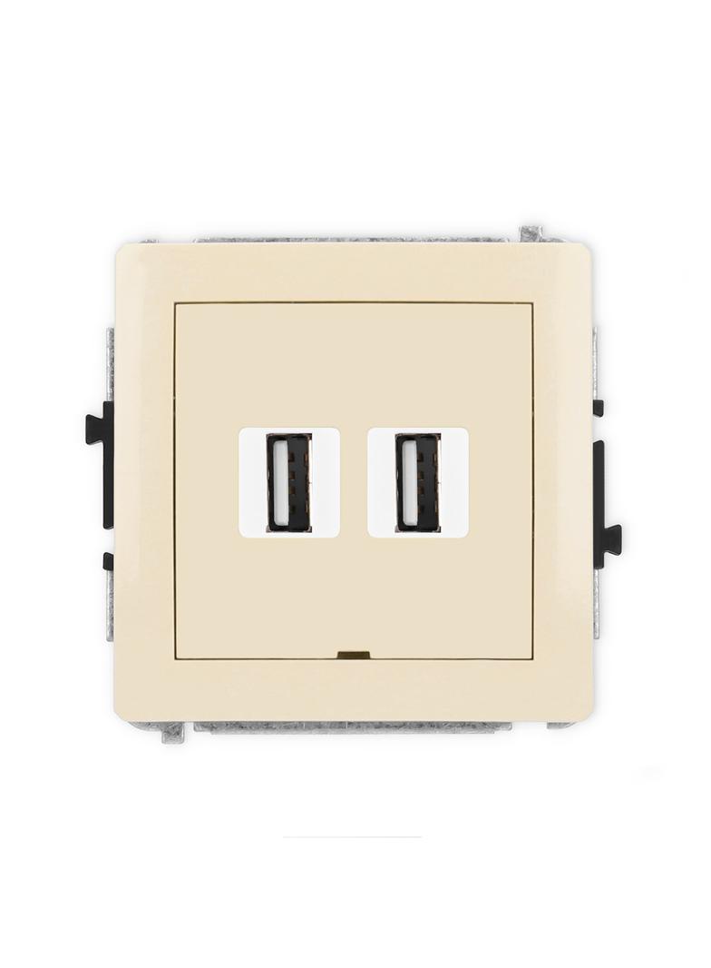 DECO Gniazdo podwójne 2xUSB A-A 2.0, bez pola opisowego beżowy 1DGUSBBO-2 KARLIK
