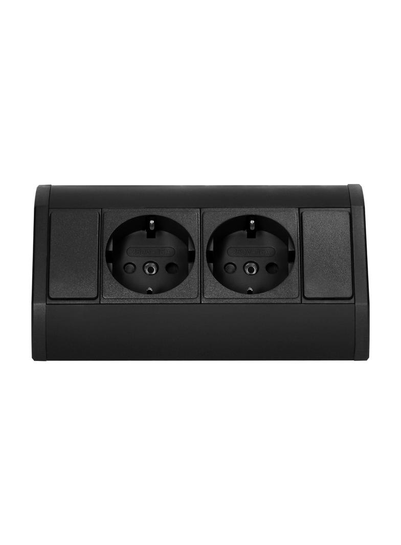 Gniazdo meblowe 2x2P+Z (Schuko), czarne
