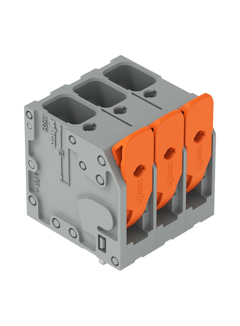 Złączka do płytek drukowanych dźwignia 6mm2 RM 7,5mm 3-bieg szara /80szt./ 2606-3103/020-000 WAGO