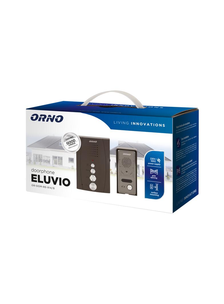 Zestaw domofonowy jednorodzinny bezsłuchawkowy czarny ELUVIO OR-DOM-RE-914/B ORNO