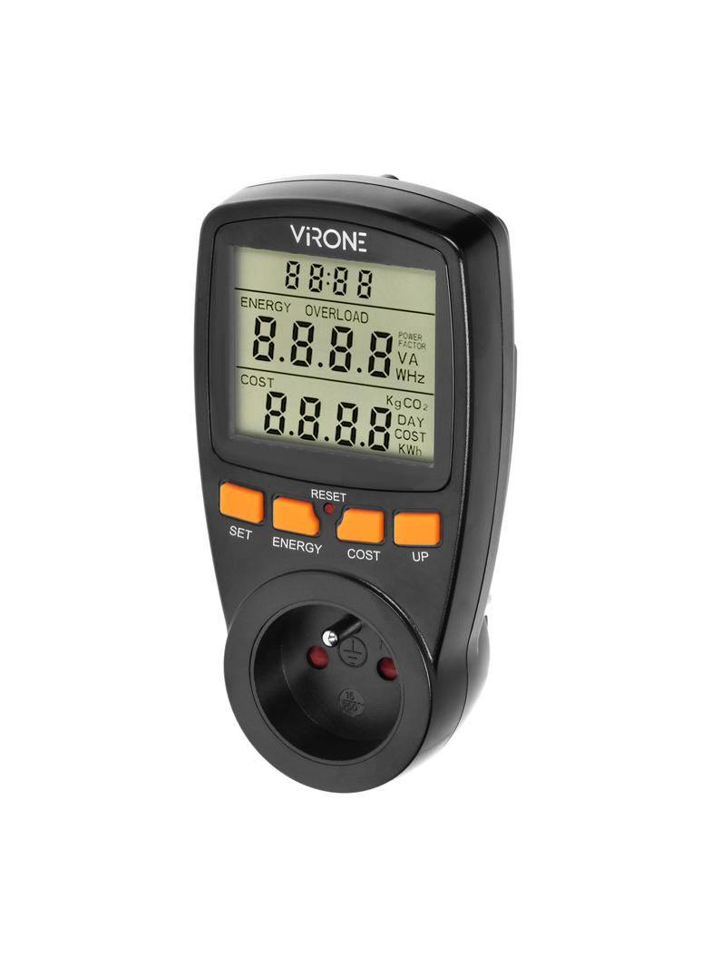 Jednotaryfowy watomierz kalkulator energii z wyświetlaczem LCD jedna taryfa wbudowany akumulator EM-