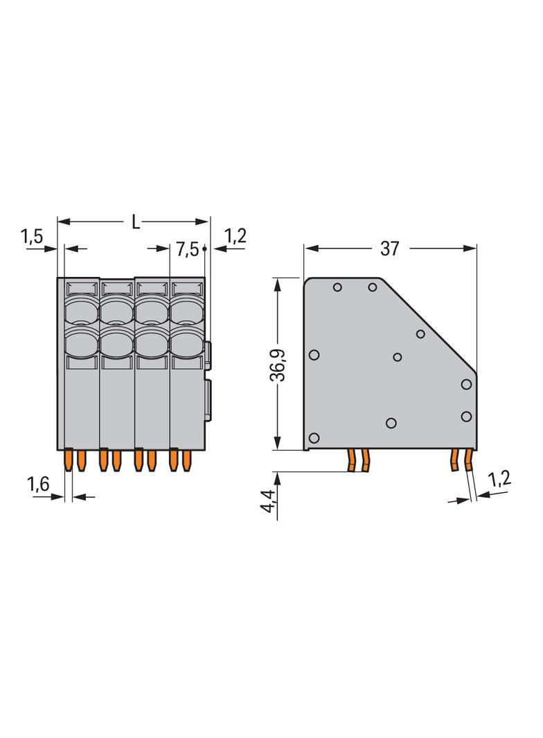 2-przew. złączka do płytek drukowanych
