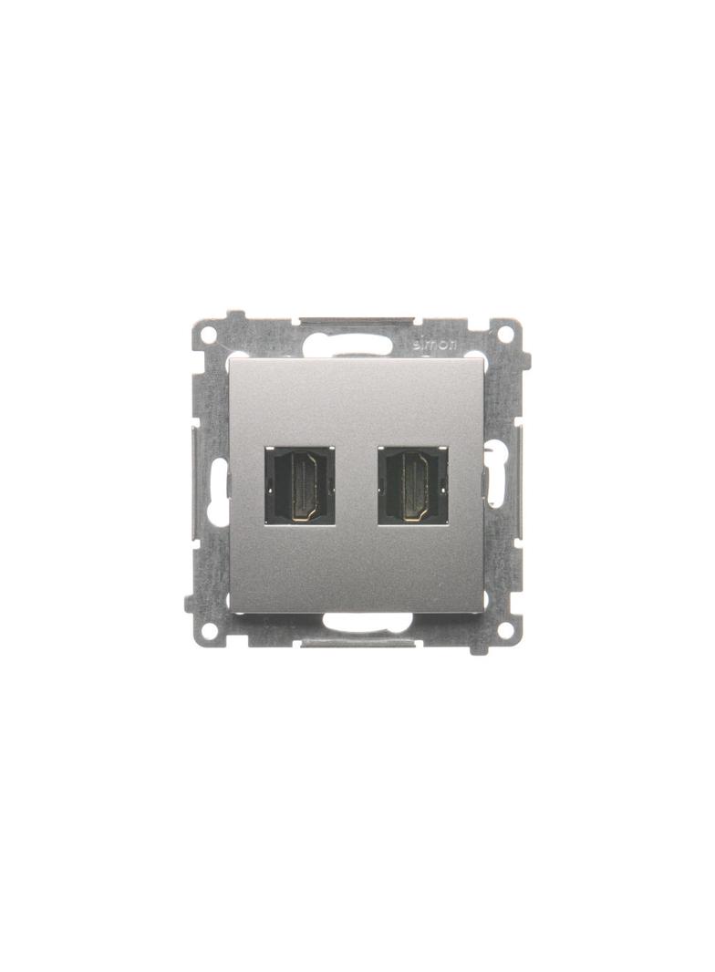 Simon 54 Gniazdo HDMI podwójne srebrny mat