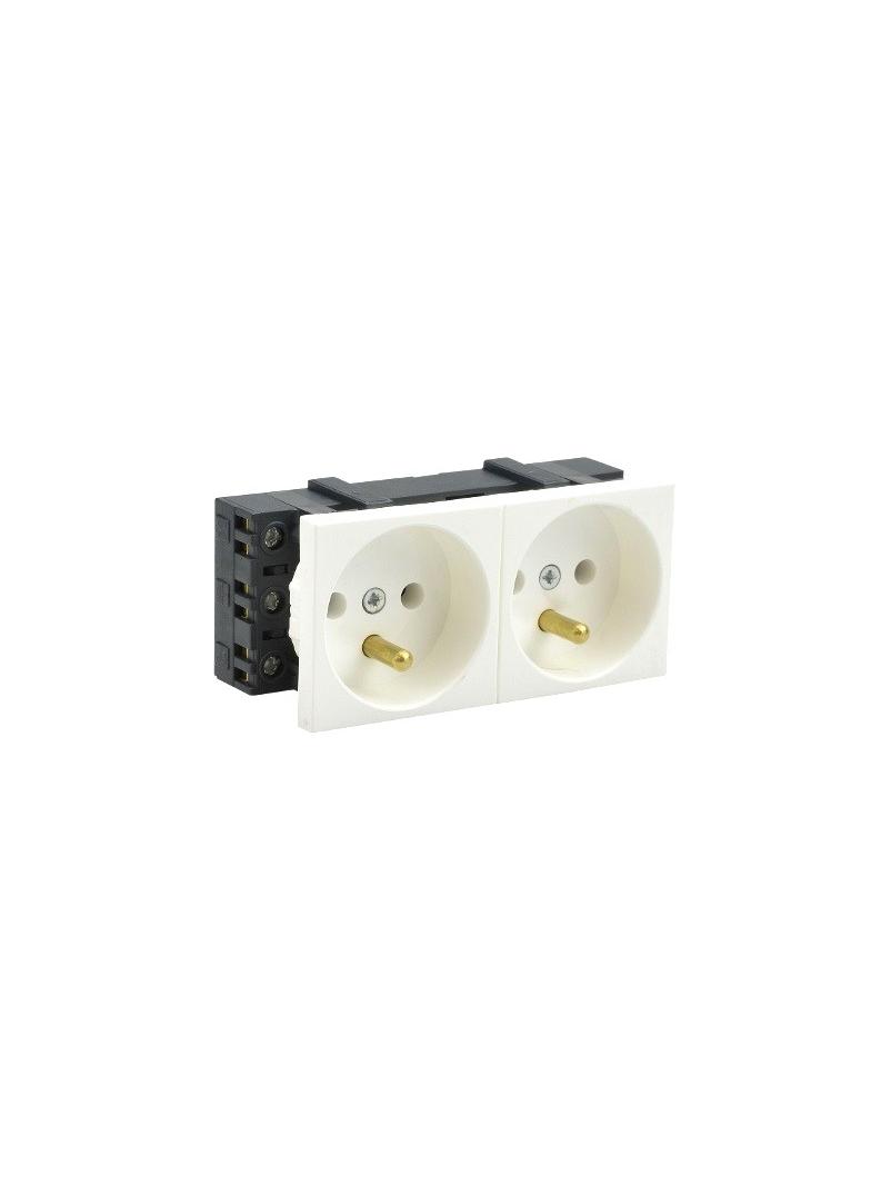 Gniazdo elektryczne bez blokady 2x230V, białe Partners WP45X4575 C&C