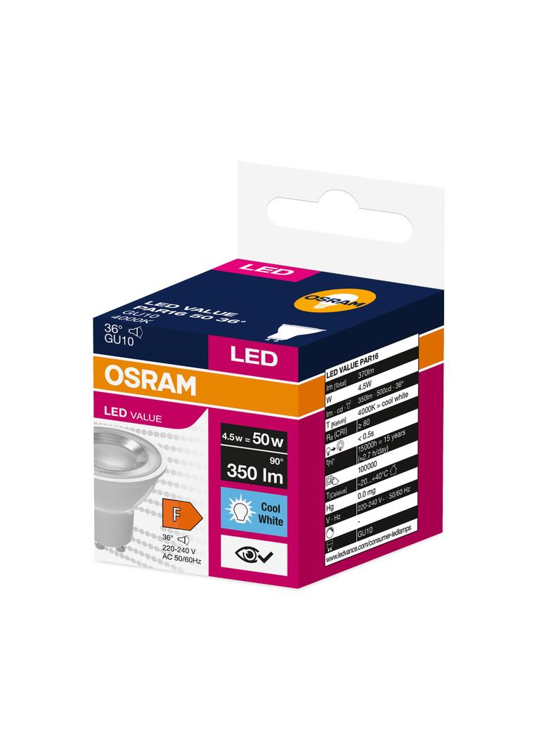 Żarówka LED LVPAR16 50 36st. 5W/840 230V GU10 10X1 EUE OSRAM 350lm 4058075198616 LEDVANCE