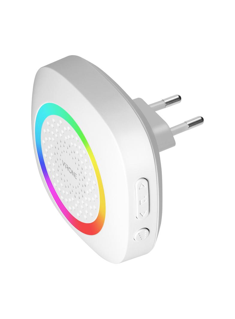 PELA AC, dzwonek bezprzewodowy sieciowy, learning system, 60 dźwięków, LED RGB, 300m, biały