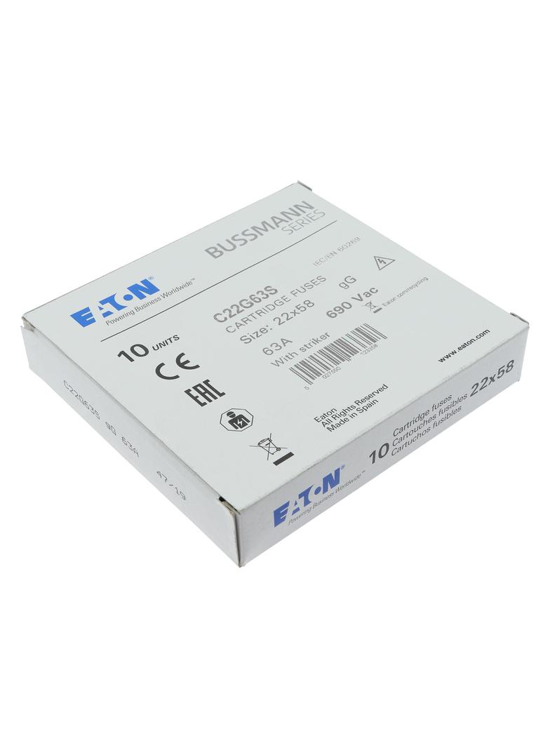 C22G63S Wkładka cylindryczna z wybijakiem 22x58 63A GG 690V AC C22G63S EATON