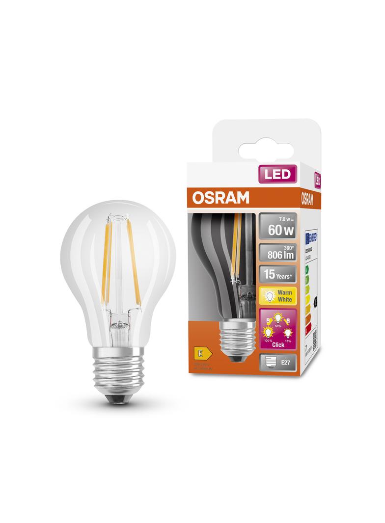 Lampa LED STAR+ CL A60 DIM Duo Click FILAMENT 7W 827 E27