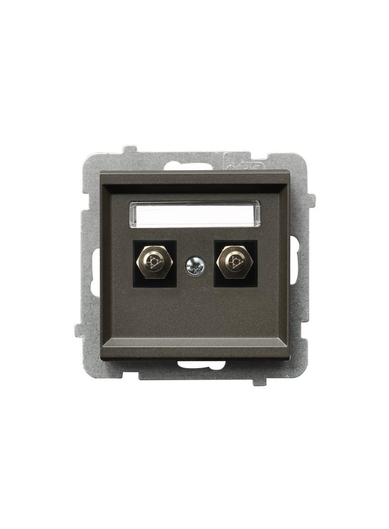 SONATA Gniazdo ekwipotencjalne podwójne - kolor czekoladowy metalik