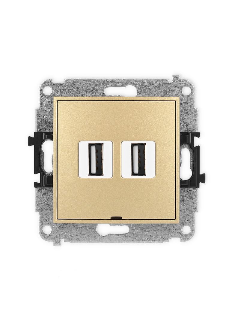 ICON Gniazdo podwójne 2xUSB A-A 2.0, bez pola opisowego złoty 29IGUSBBO-2 KARLIK