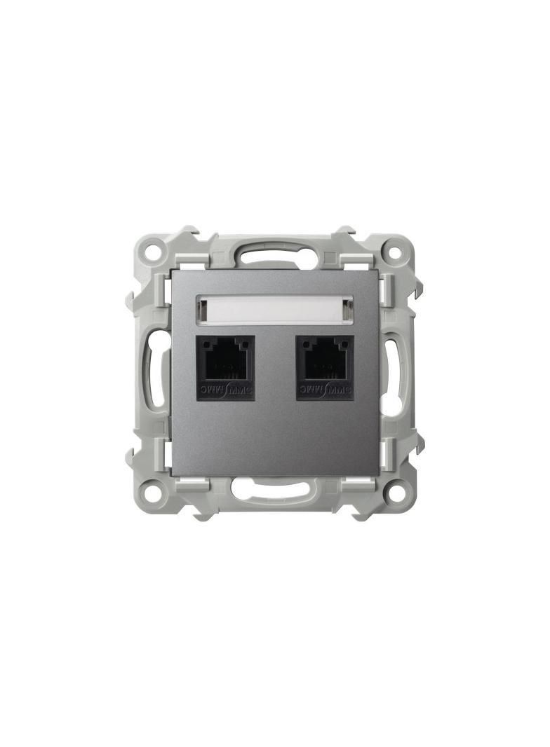SZAFIR Gniazdo telefoniczne podwójne niezależne - kolor szary mat