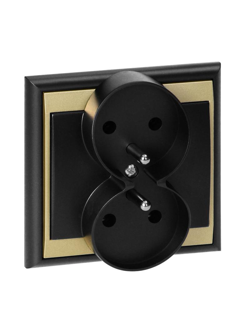 Gniazdo podwójne podtynkowe 2x2P+Z Luna, 16A, 250V, PT-6LR, czarny/złoty OR-OE-7606/BC ORNO
