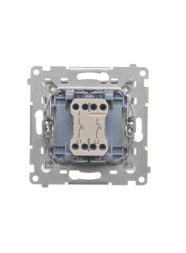 Simon 55 Przycisk zwierny podwójny zwierny bez piktogramu szybkozłączka Aluminium mat