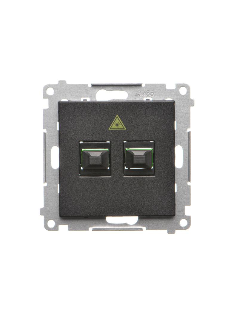 Simon 55 Gniazdo światłowodowe / optyczne podwójne SC/APC Czarny mat