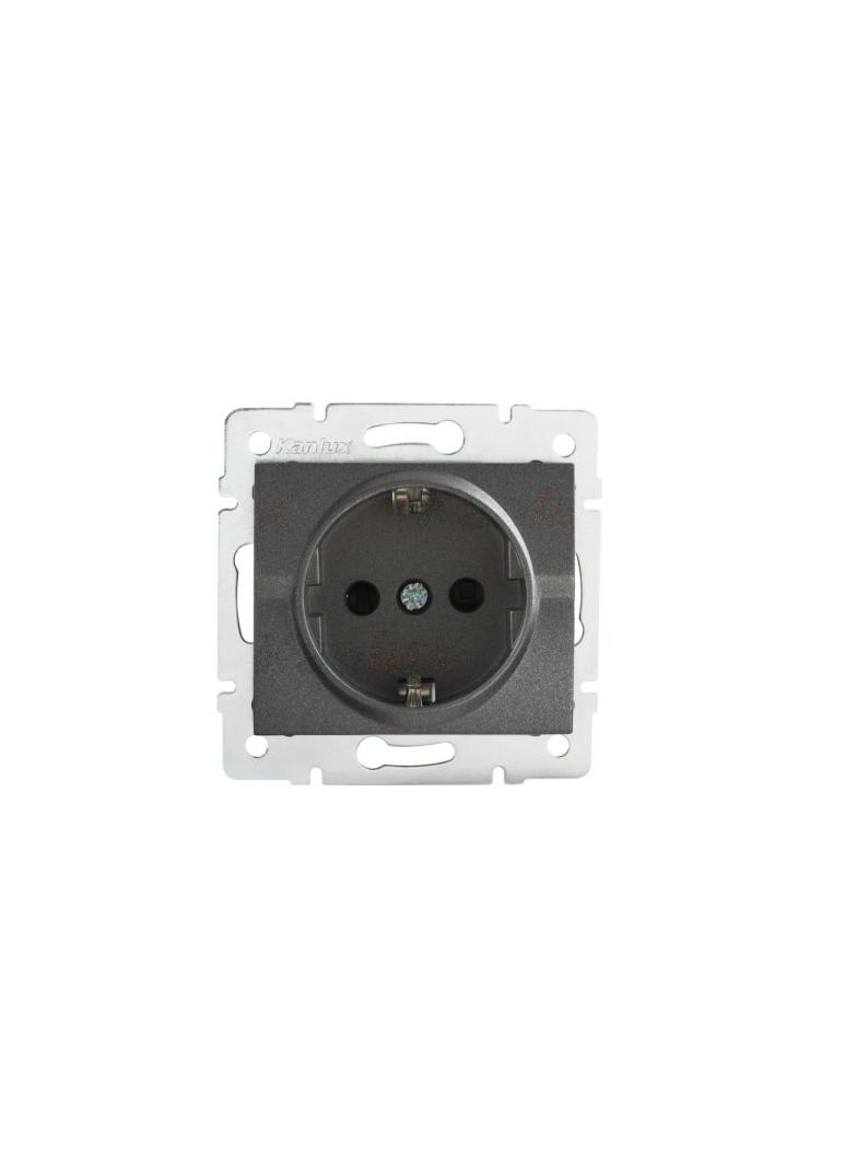 LOGI Gniazdo pojedyncze Schuko śrubowy Grafit 16A 250V 021220141 25263 KANLUX