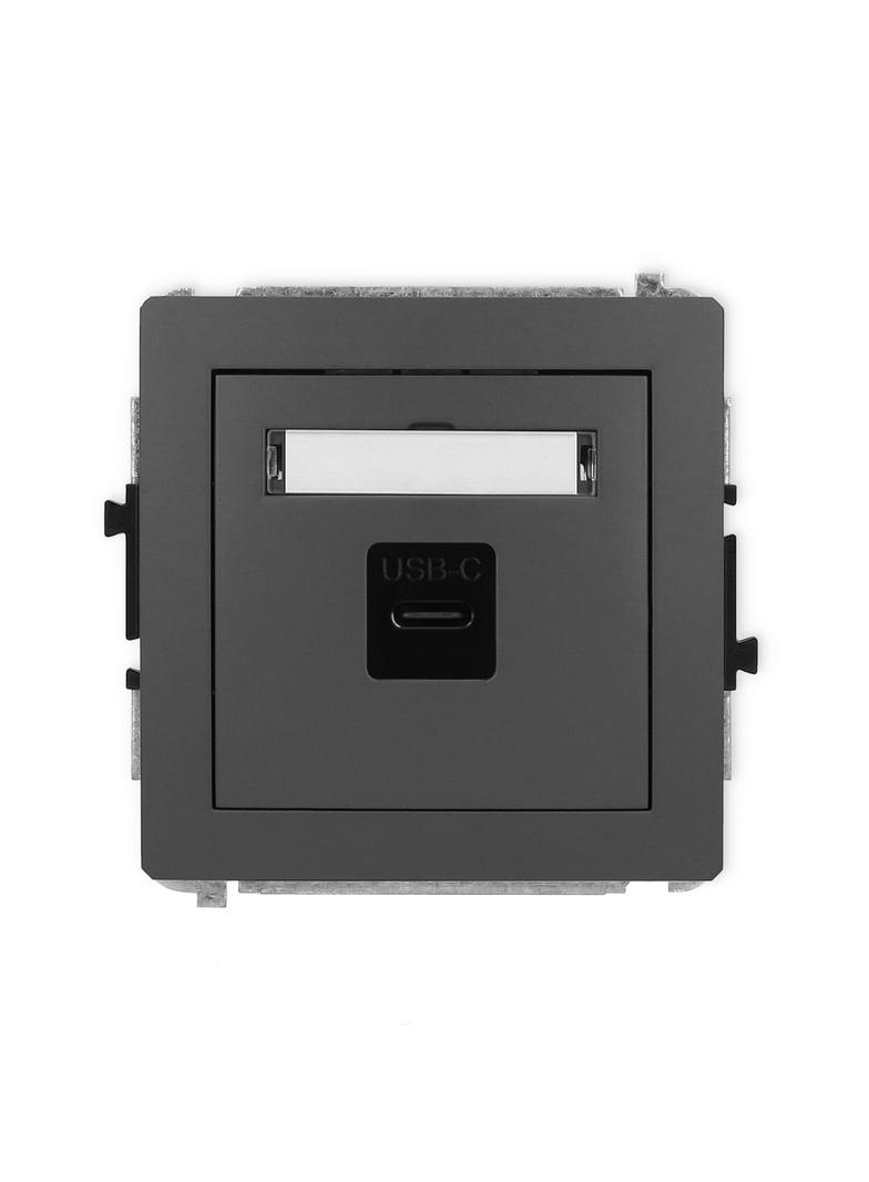 DECO Mechanizm gniazda pojedynczego 1xUSB C-C grafitowy mat