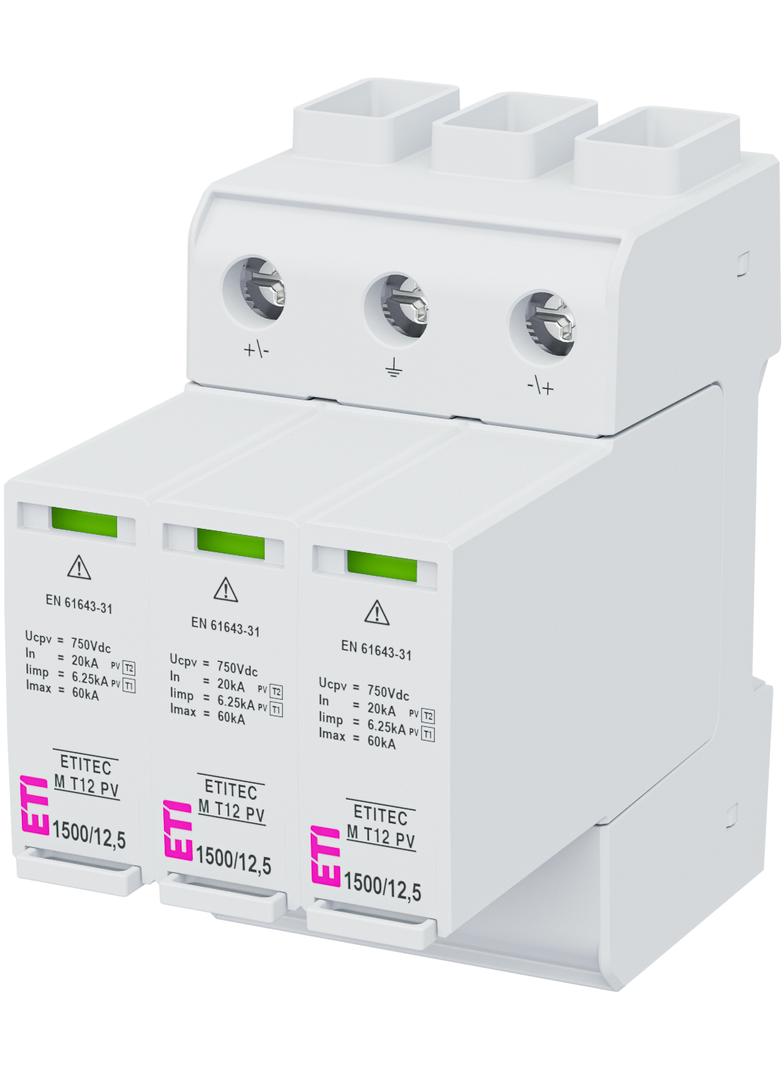 Ogranicznik przepięć T1 T2 (B C) - do systemów PV TEC M T12 PV 1500/12,5 Y RC 002440514 ETI