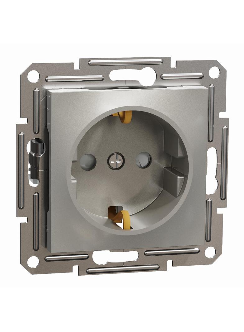 Asfora, gniazdo pojedyncze schuko, z przesłonami, brąz