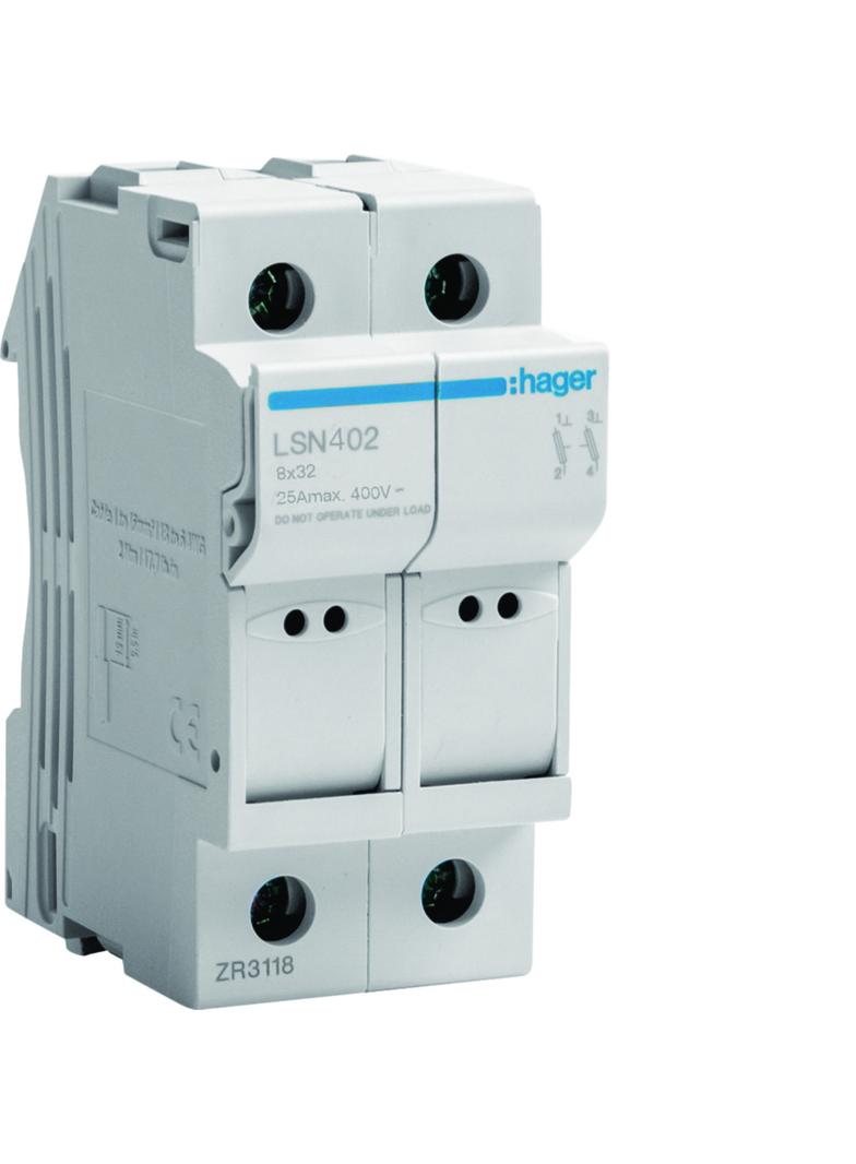 Rozłącznik bezpiecznikowy cylindryczny 2P 25A 8,5x31,5mm L32 LSN402 HAGER