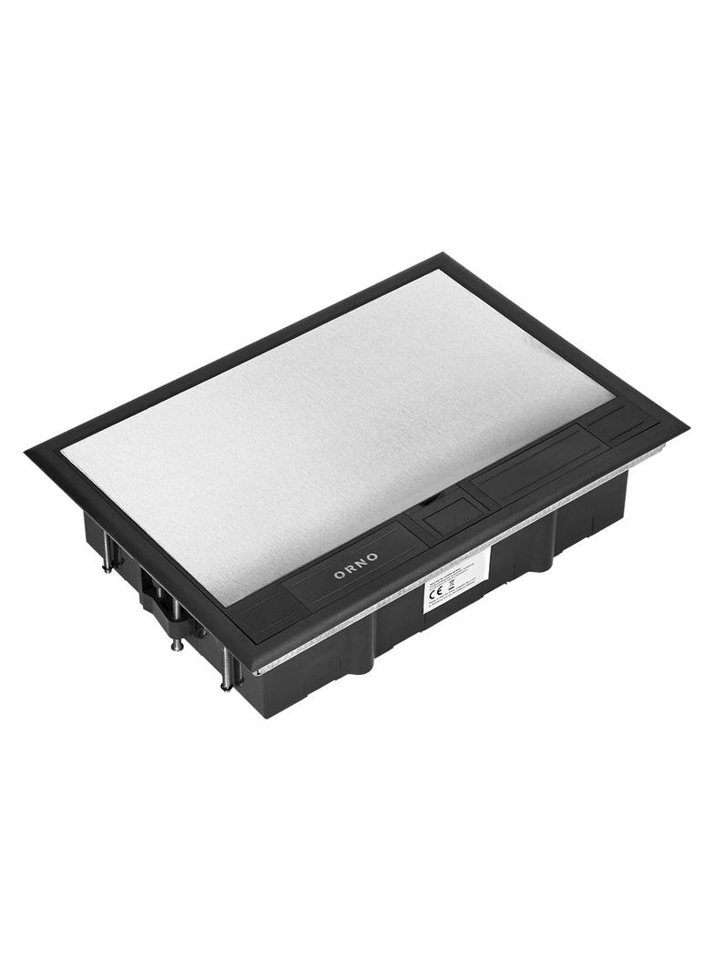 Puszka podłogowa na gniazda modułowe 8 x 45x45mm lub 16 x 22,5x45mm, pokrywa: stal nierdzewna, czarn