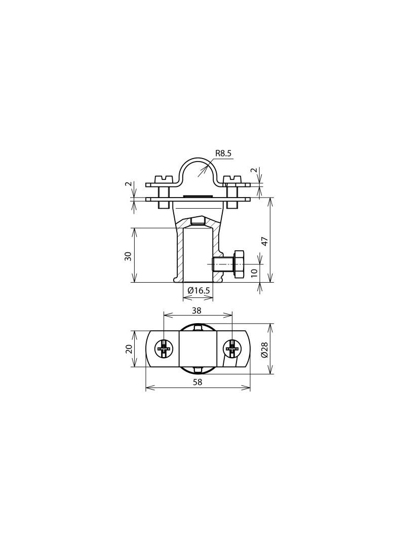 Wspornik do iglic 16 mm, do DEHNiso, z gniazdem, ze śrubą M8x30 mm