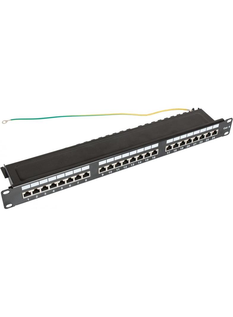 Panel kat. 6 19" 1U, 24xRJ45 FTP czarny z półką