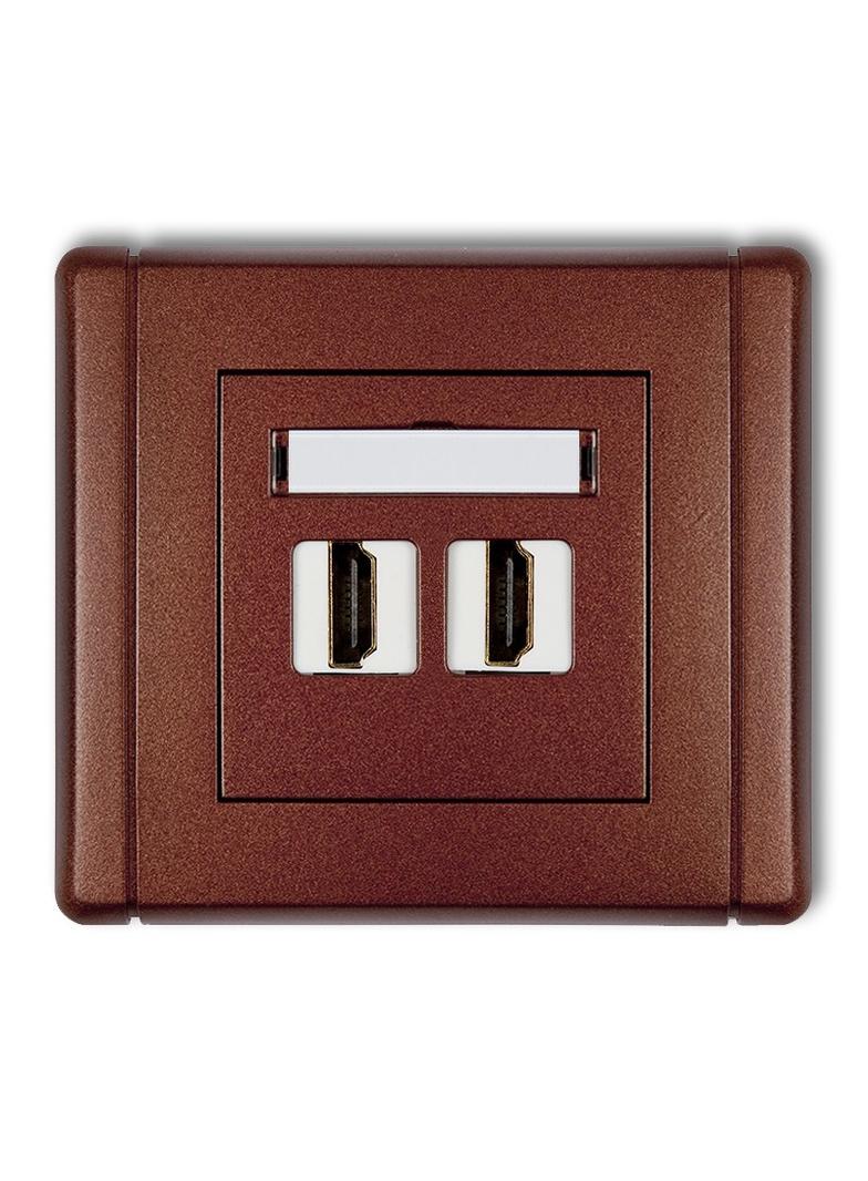 FLEXI Gniazdo podwójne HDMI 2.0 brązowy metalik