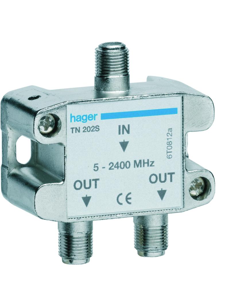 Rozdzielacz sygnału TV/SAT 2-krotny TN202S HAGER