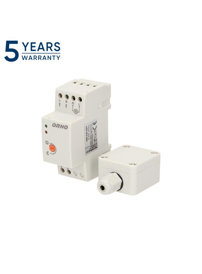 Czujnik zmierzchowy na szynę DIN z hermetyczną zewnętrzną sondą w puszce 2-100 LUX OR-CR-231 ORNO