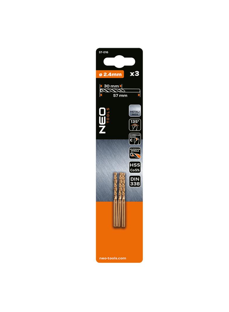 Wiertła do metalu HSS-Co 2.4 mm, 3 szt.