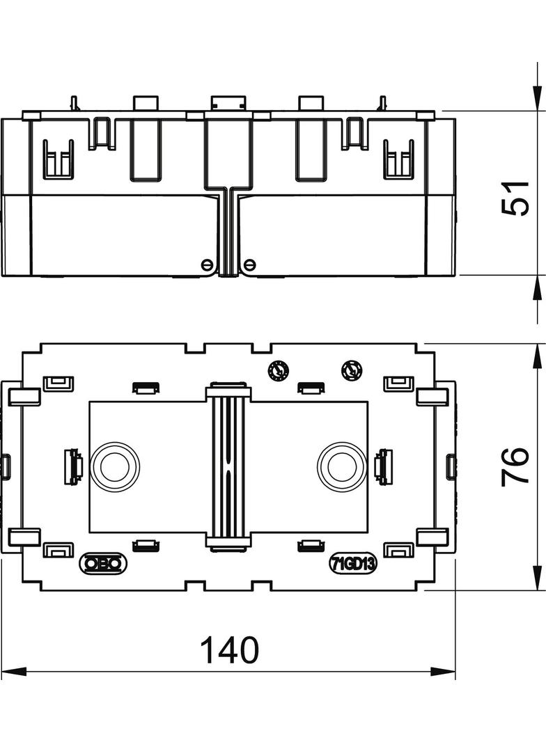 71GD13, Puszka instalacyjna Modul 45, podwójna