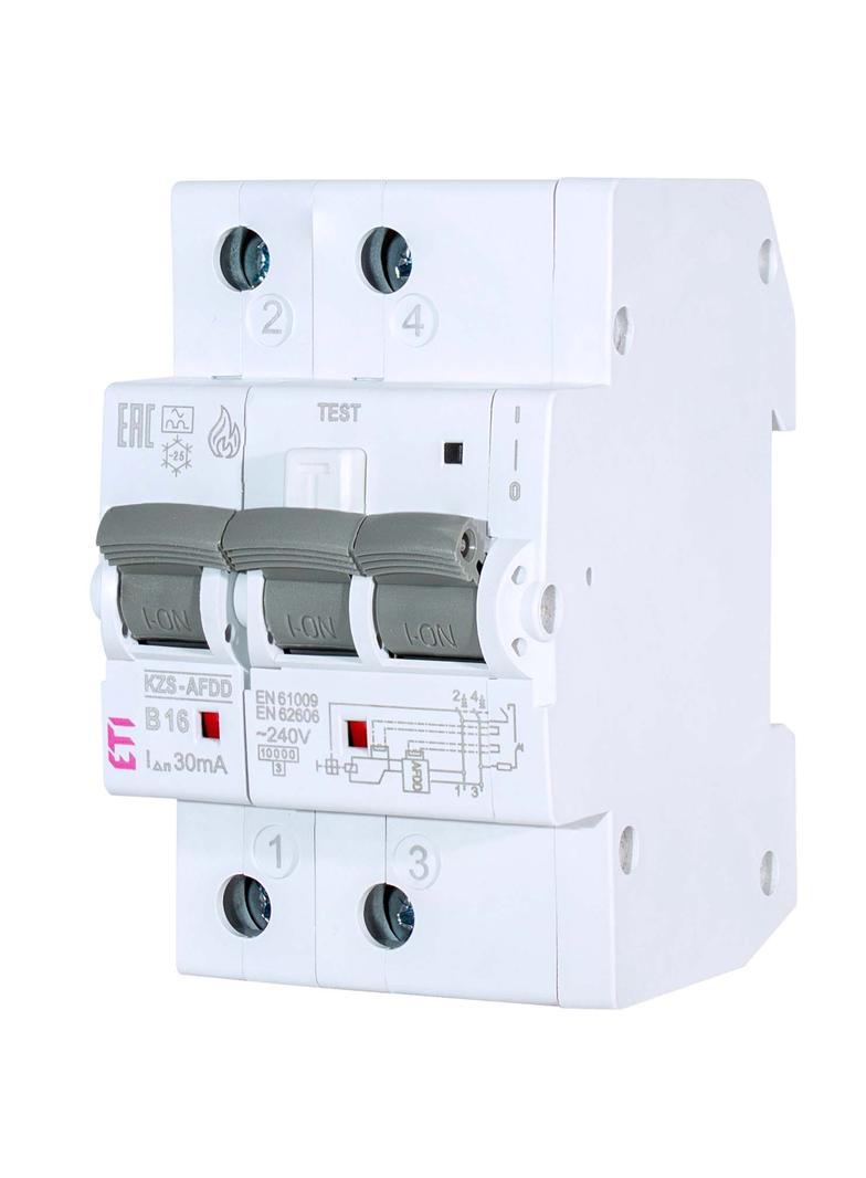 Wyłącznik różnicowonadprądowy z detekcją zwarć łukowych KZS-AFDD 3M 2P C15A 30mA typ A 002173879 ETI