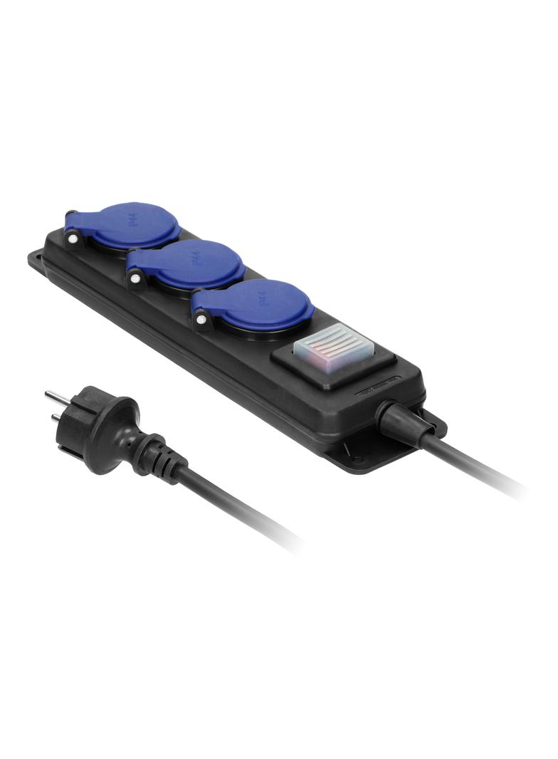 Przedłużacz warsztatowy bryzgoszczelny z wyłącznikiem IP44 3 gniazda IP44 przewód gumowy H05 OR-AE-1