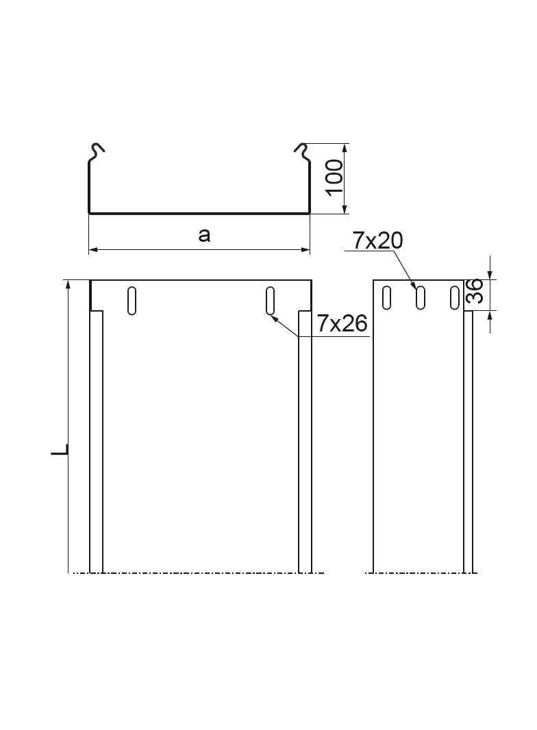 KBL300H100/3 KORYTKO 0,7 MM