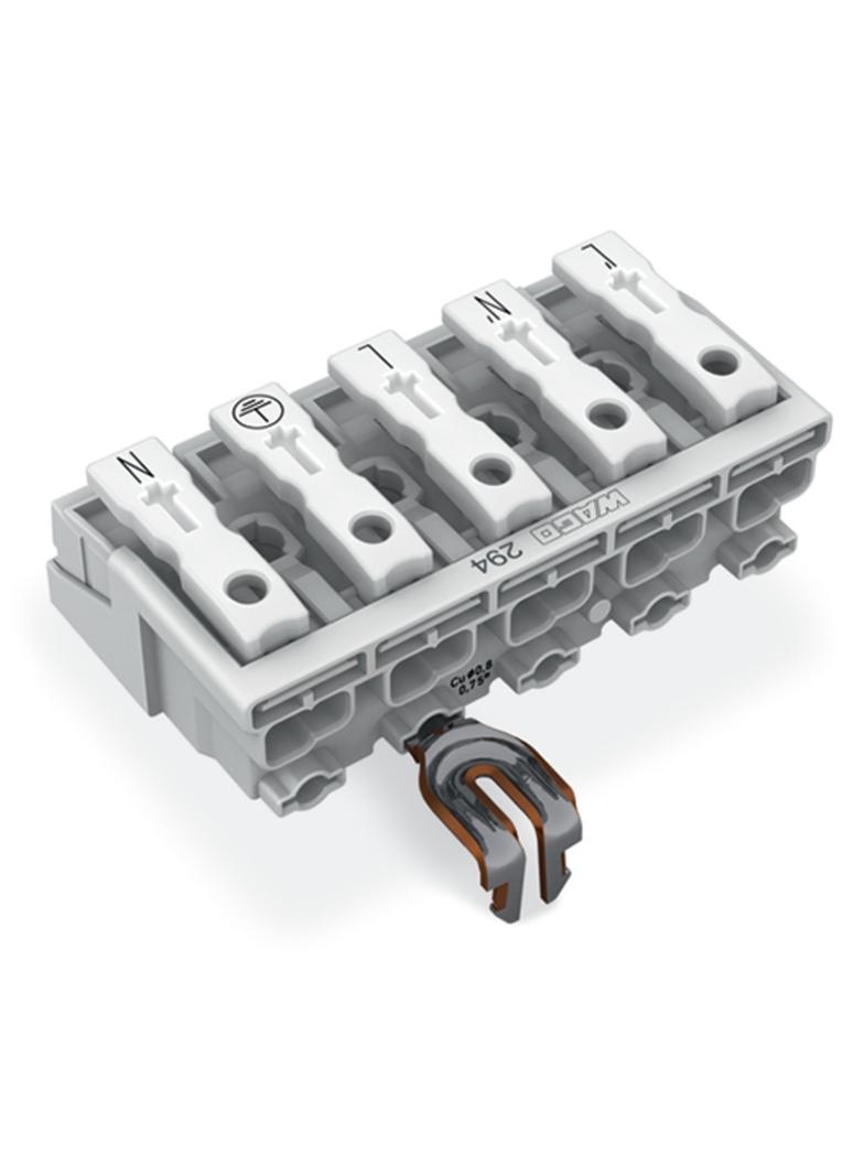 złączka zasilająca 5-biegunowa ze stopkami ze styk. PE