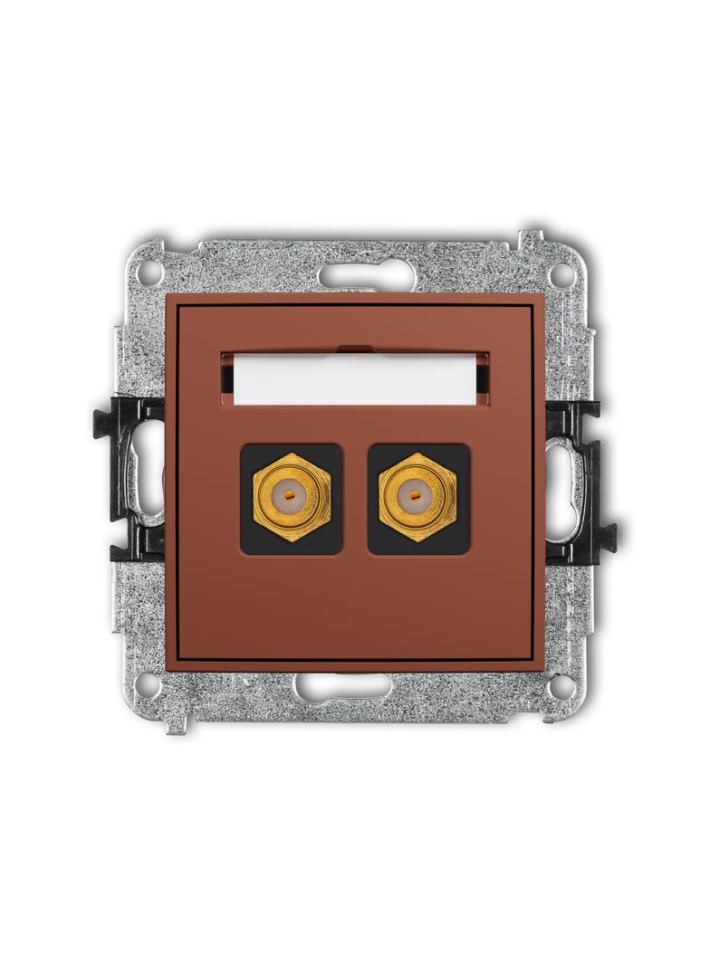 ICON Mechanizm gniazda antenowego podwójnego typu F (SAT) pozłacany terakota