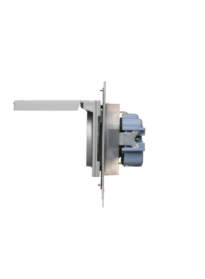 Simon 55 Gniazdo Schuko do wersji IP44 z przesłonami z uszczelką ramki szybkozłączka Klapka W kolorze pokrywy Aluminium mat TGSZ1BCZ.01/143 KONTAKT