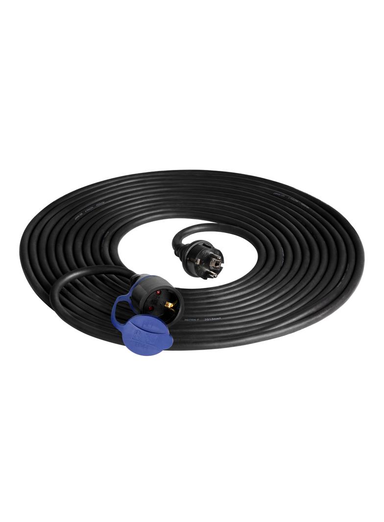 Przedłużacz warsztatowy bryzgoszczelny IP44, 1x2P+Z 20m,kabel gumowy olejoodporny H07RN-F 3x1,5mm2,