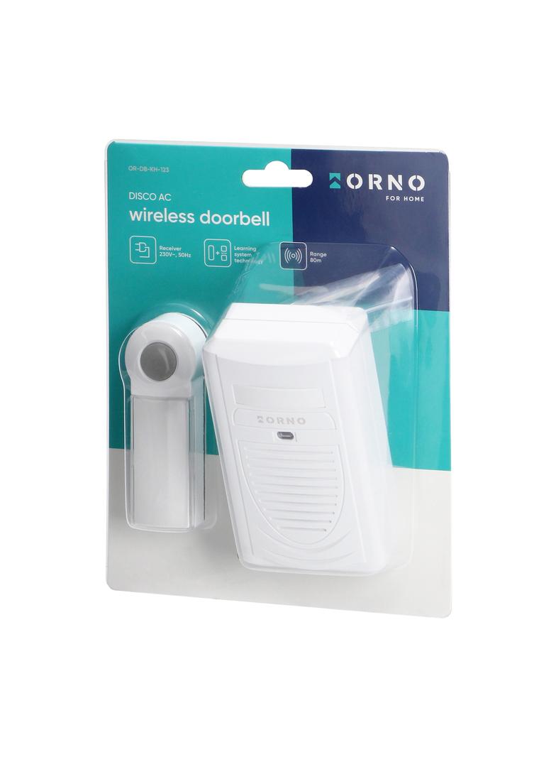 Dzwonek bezprzewodowy DISCO AC sieciowy learning system 1 dźwięk 80m OR-DB-KH-123 ORNO