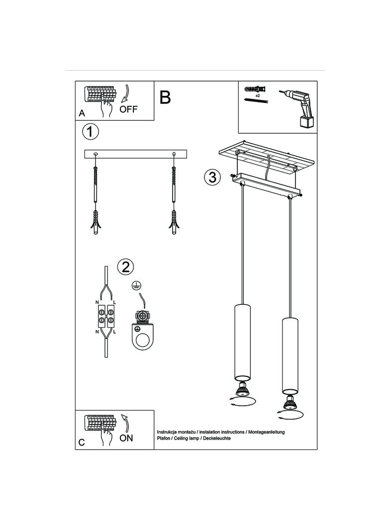 Sollux Lampa Wisząca LAGOS 2 złoty połysk SL.1241