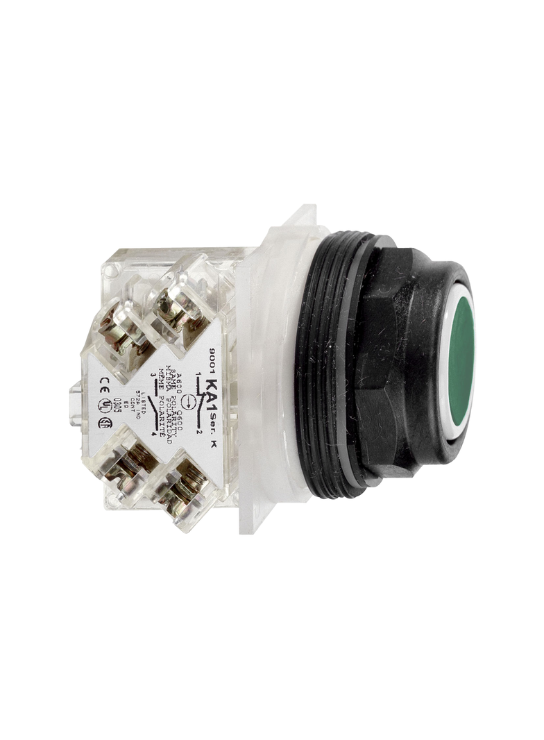 Harmony 9001SK Przycisk kryty O30 zielony samopowrotny 1 NO plastikowy ośmiokątny