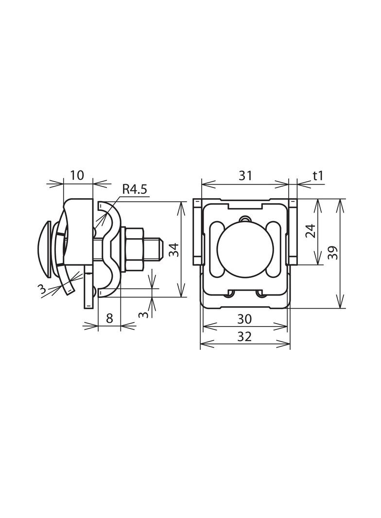 Zacisk krawędziowy podwójny 0,7-8 mm, Cu
