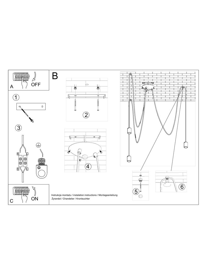 Sollux Żyrandol EDISON 3 czarny SL.0370