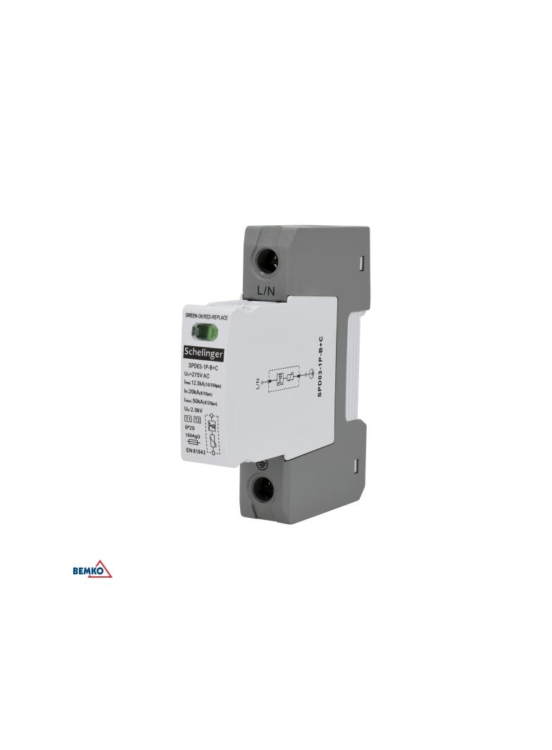 OGRANICZNIK PRZEPIĘĆ 1P 12,5kA(10/350) KLASA T1+T2 (B+C) SCHELINGER