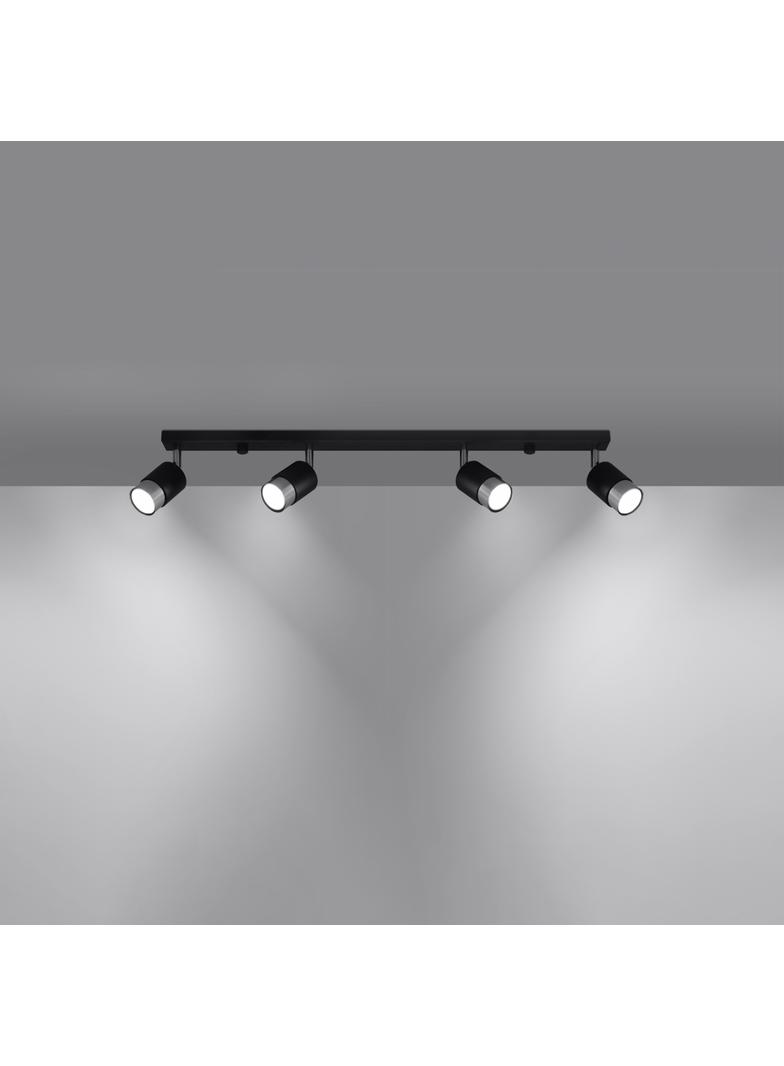 Plafon NERO 4 czarny/chrom